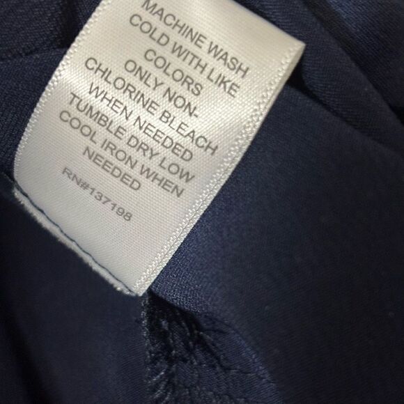 HOUSE OF HARLOW 1960 Women Long Sleeve Button Up Tunic Blouse Small Navy Satin n - Picture 5 of 9